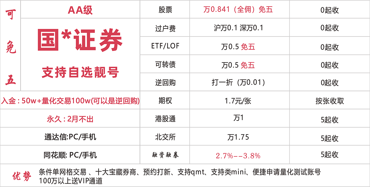国*证券(免五和不免五二选一)